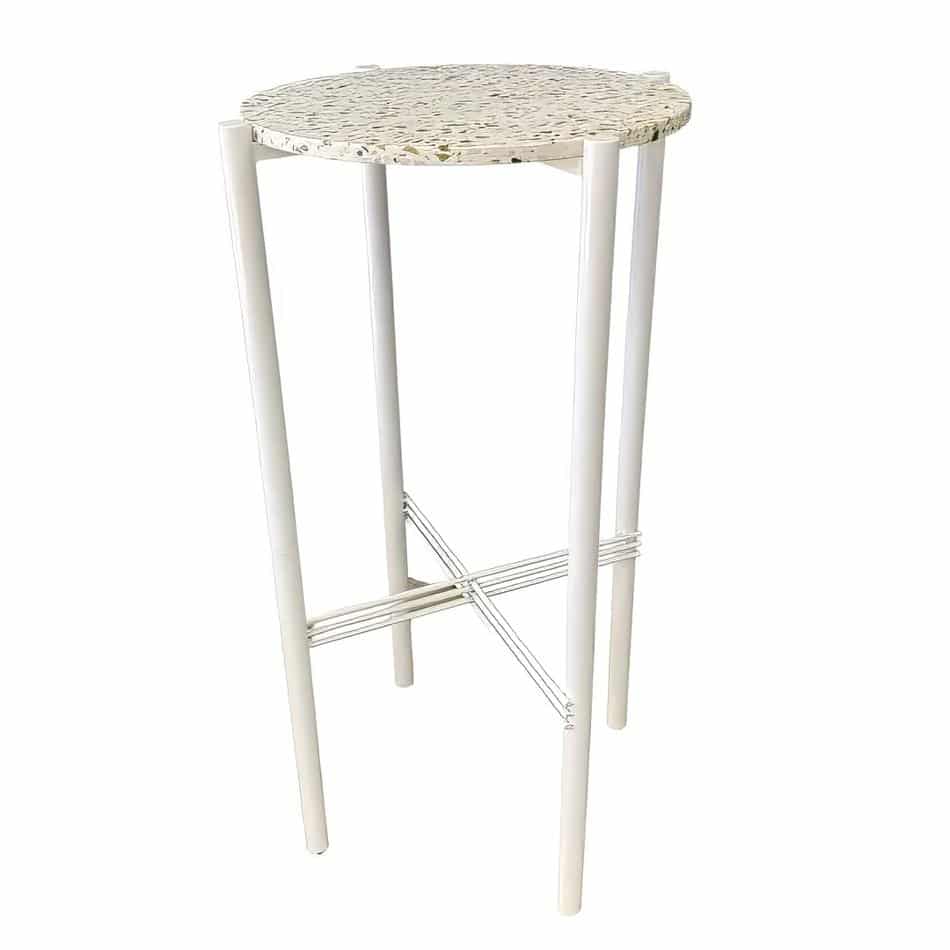 White Cross Bar Table Hire w/ Green Terrazzo Top