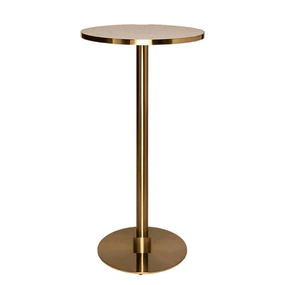 Brass Cocktail Bar Table Hire w/ Pink Terrazzo Top