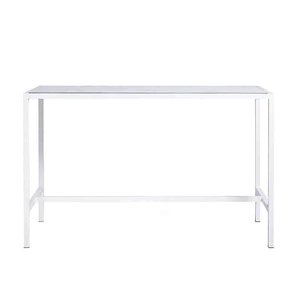 White Rectangular Tapas Table Hire w/ White Top