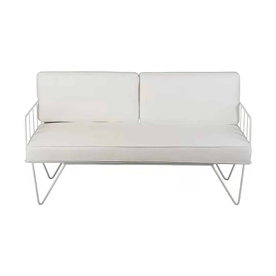 Wire Sofa Lounge w/ White Velvet Cushions