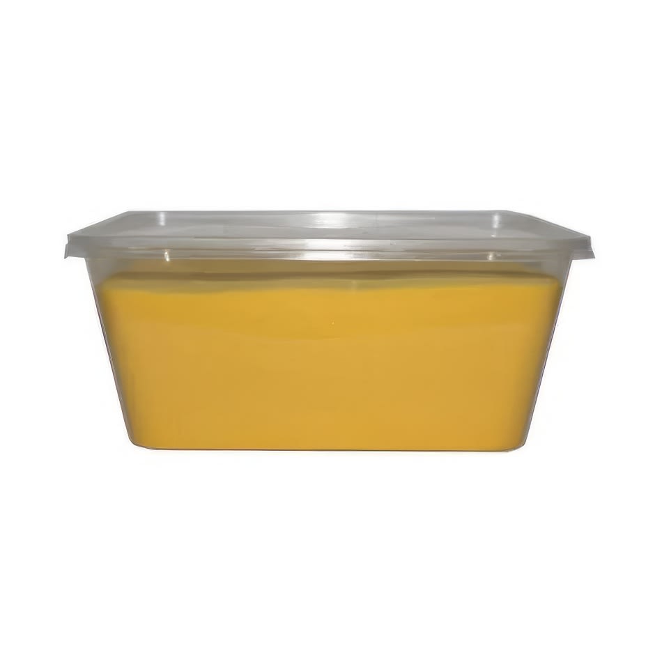 A yellow container with a lid on a white background available for Popcorn Machine Hire - Package 6 (500 Serves).