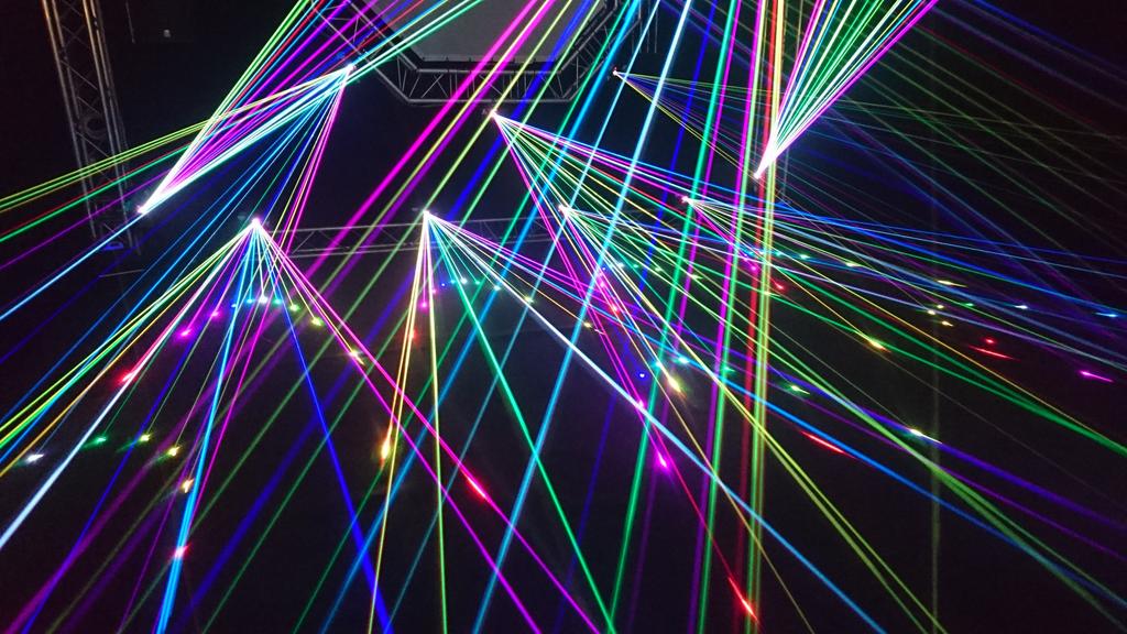 Multicoloured laser lights hired from Party Hire Group