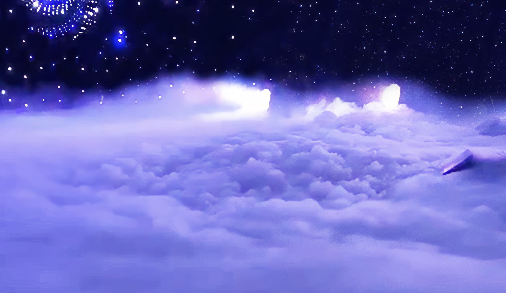 A sky with clouds and stars in the background, perfect for Dry Ice Machine Hire with Operator.