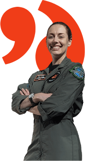 Smiling female fighter pilot