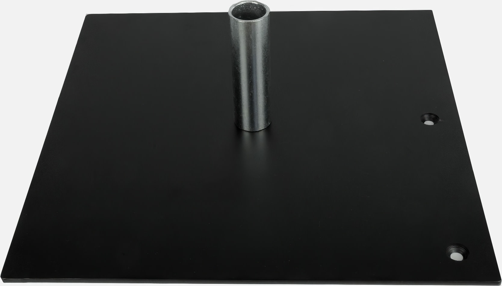 The black square base plate for the drape backdrop