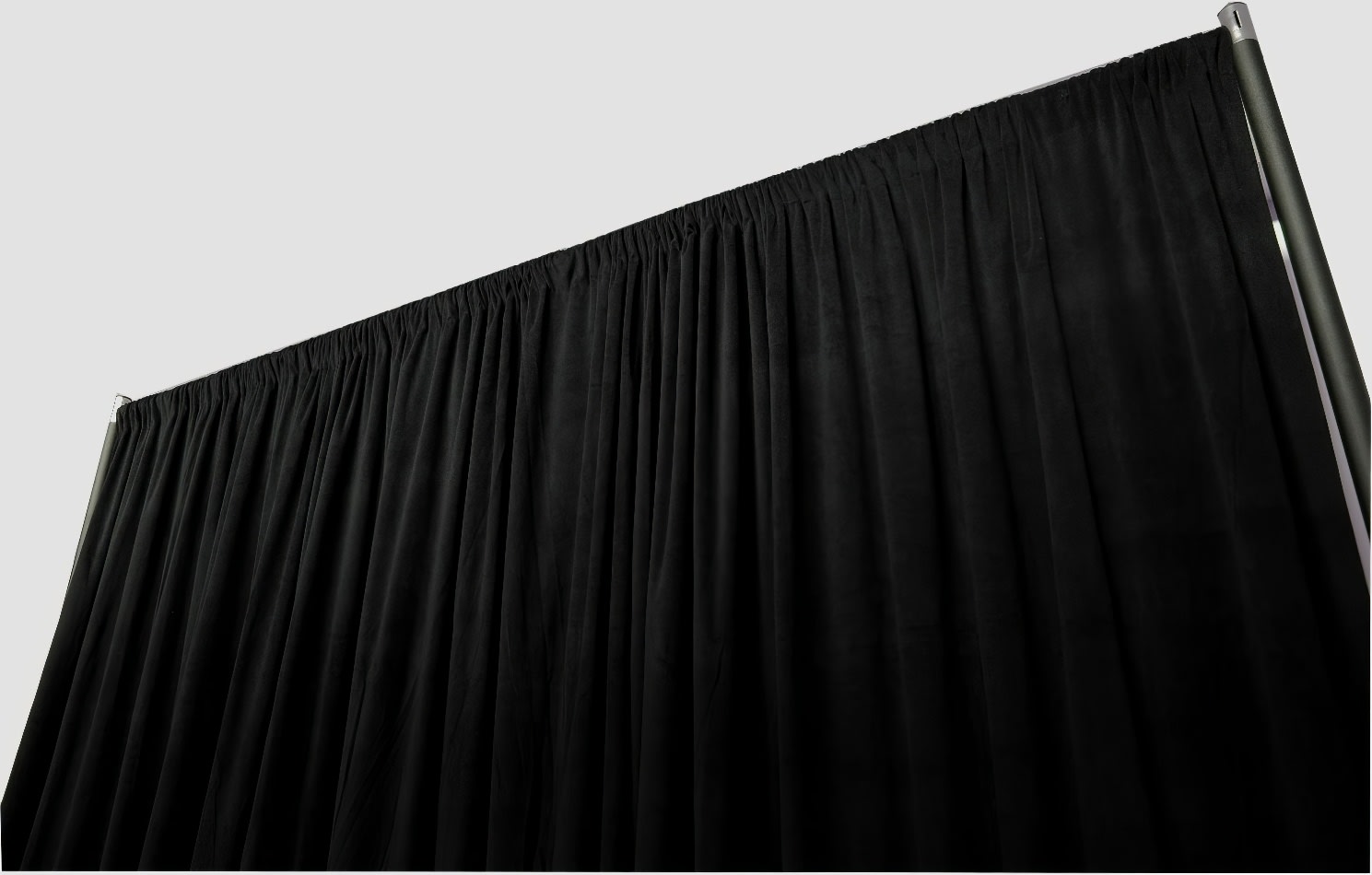 A view of looking upwards at our black drape backdrop