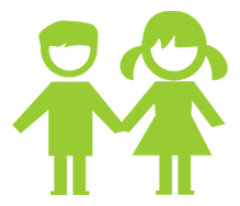 Children holding hands icon