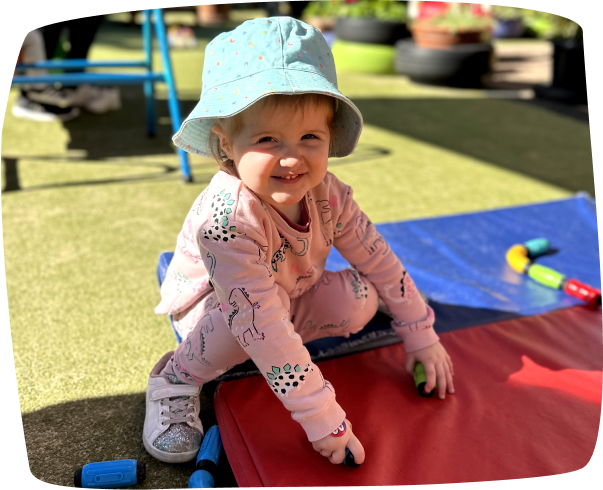 Child happily playing and learning