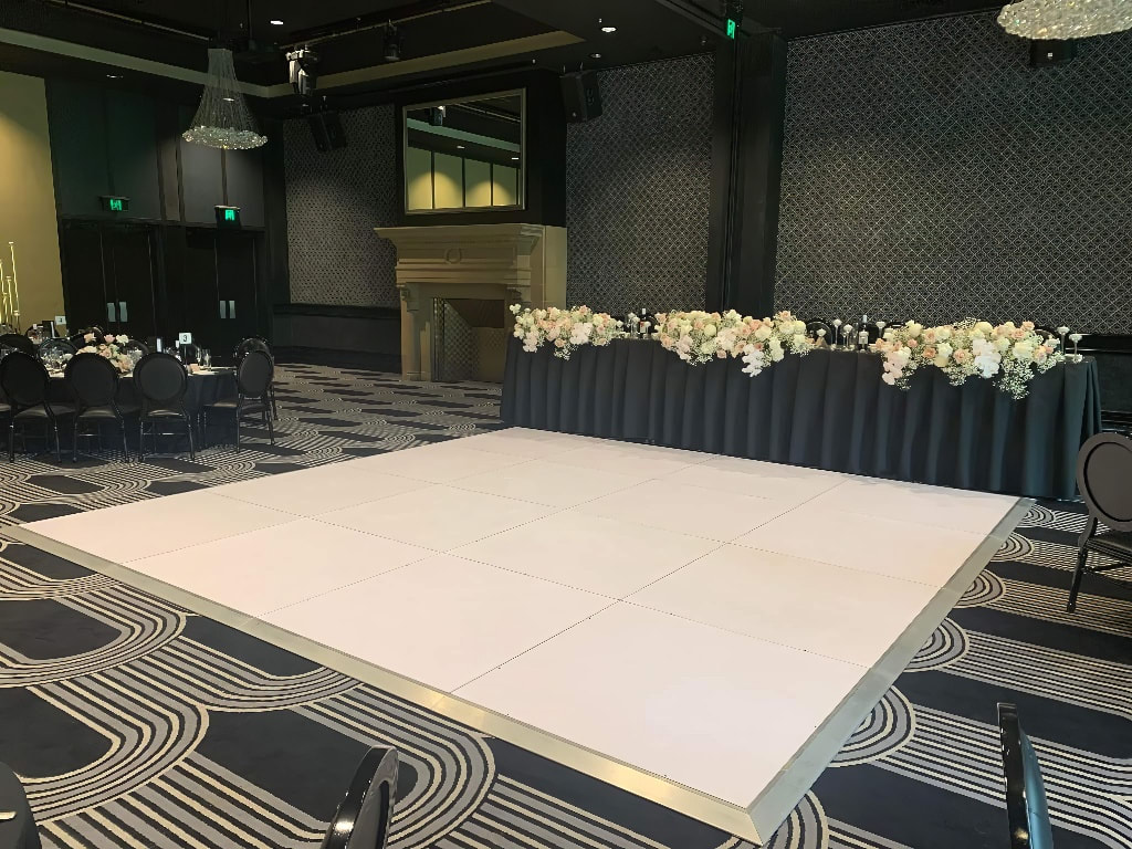 A white gloss dance floor