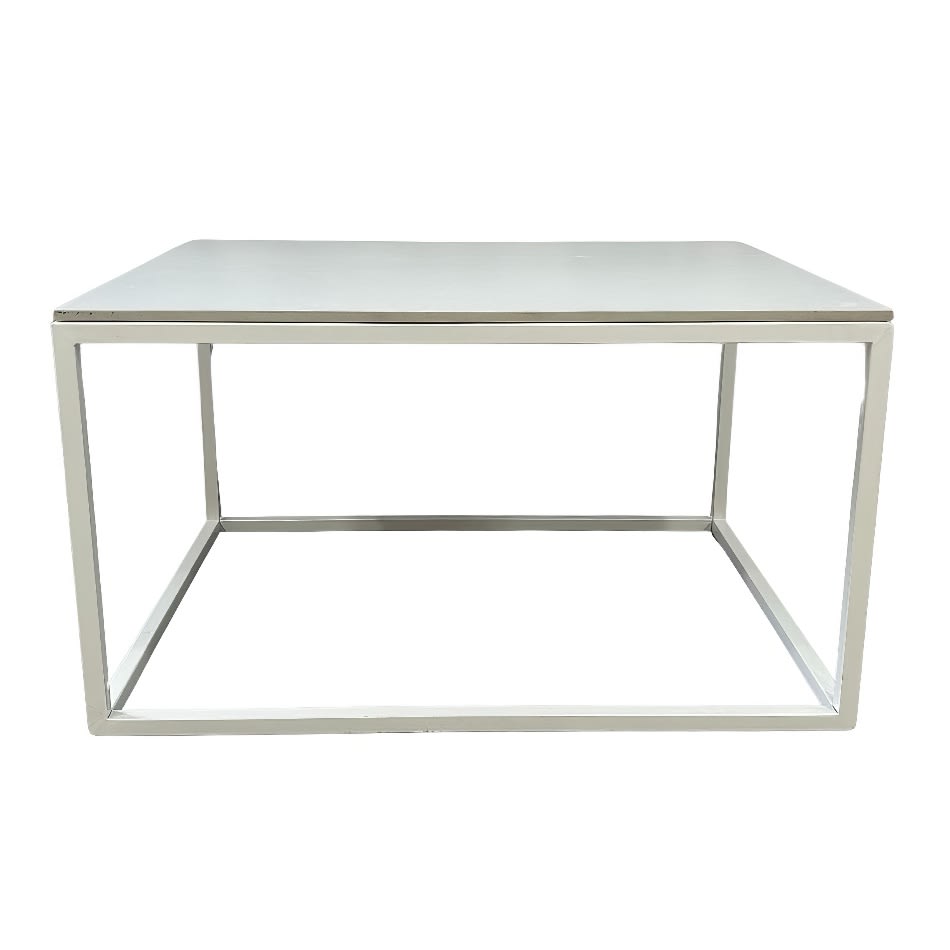 White Rectangular Coffee Table Hire w/ White Top