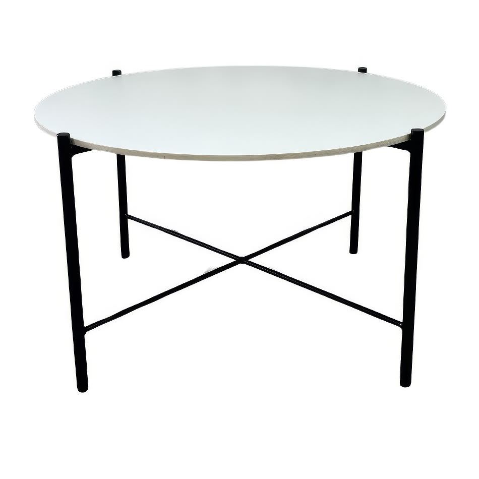 Black Cross Coffee Table Hire w/ White Top