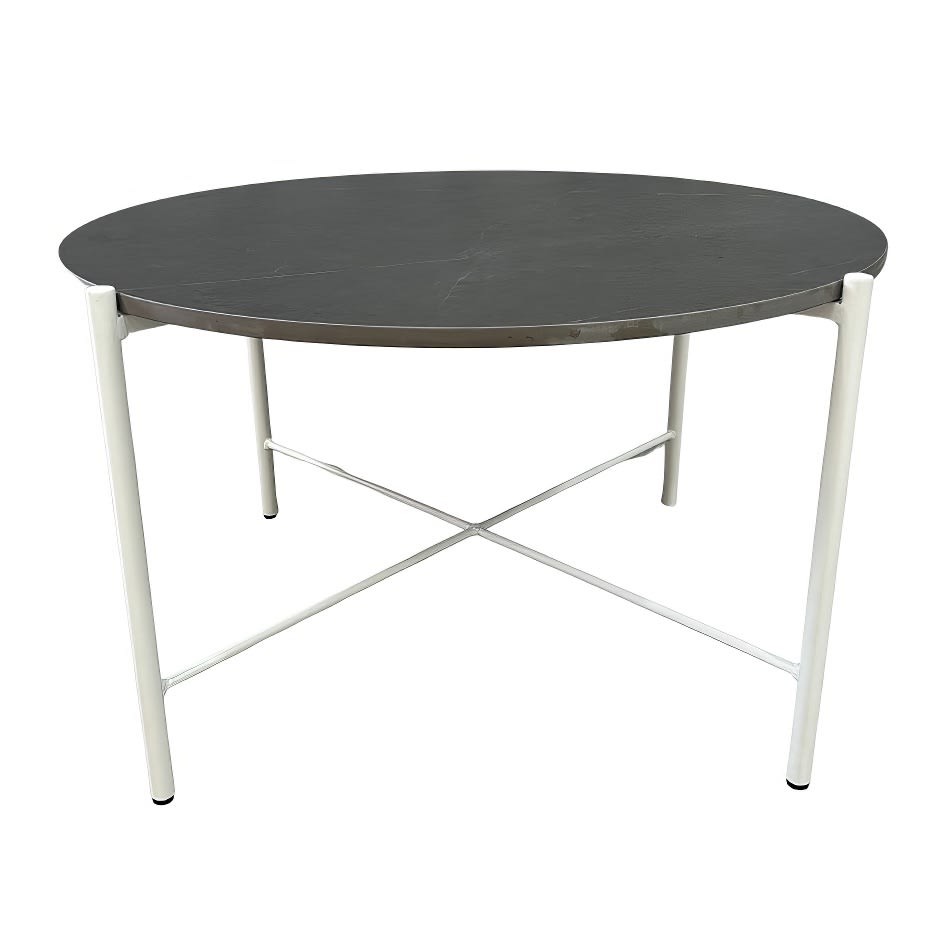 White Cross Coffee Table Hire w/ Black Top