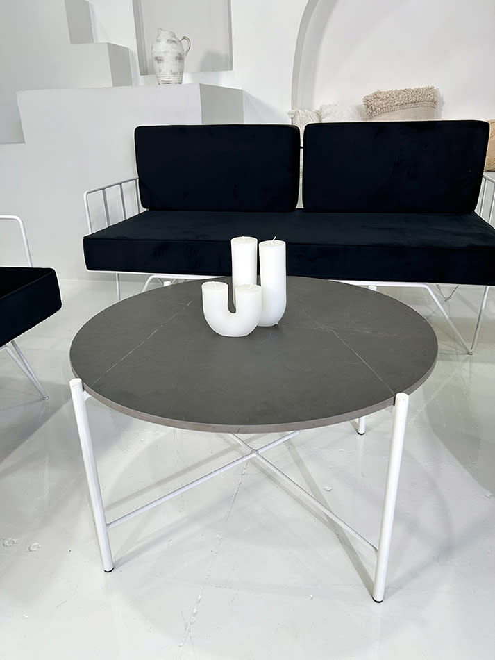 A white and black coffee table