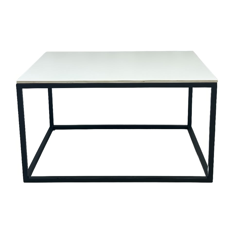 Black Rectangular Coffee Table Hire w/ White Top