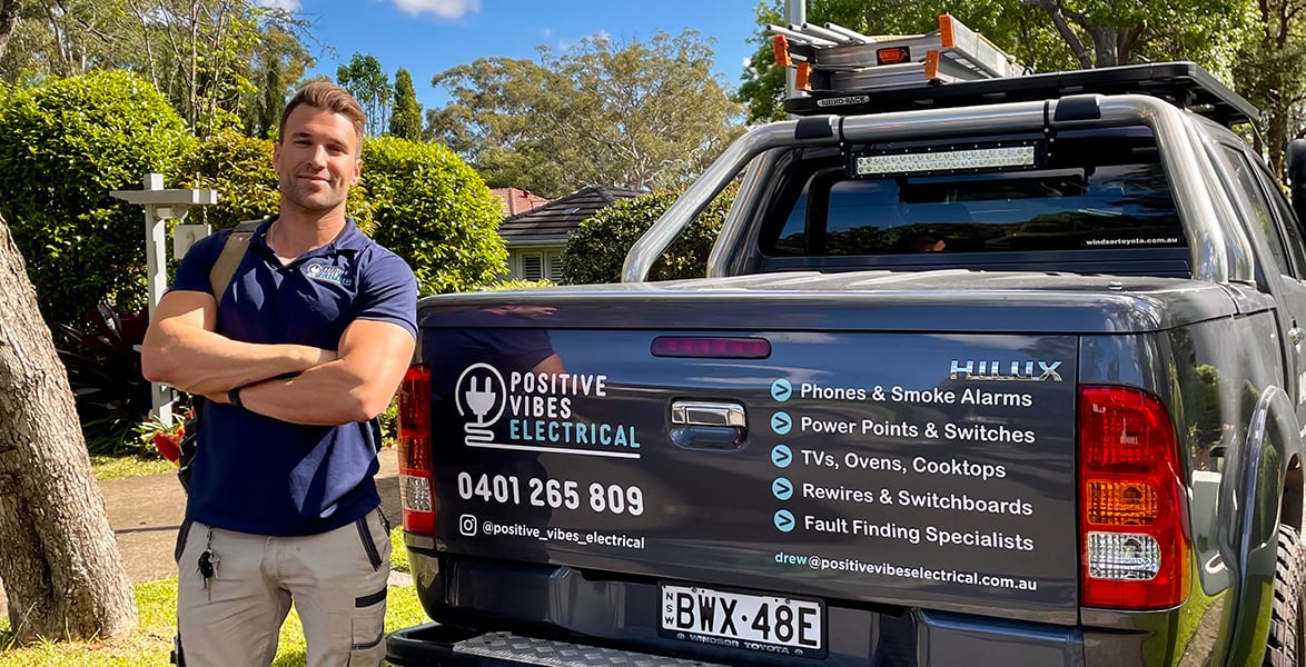 An electrician from Positive Vibes Electrical ready to perform a power and lighting upgrade