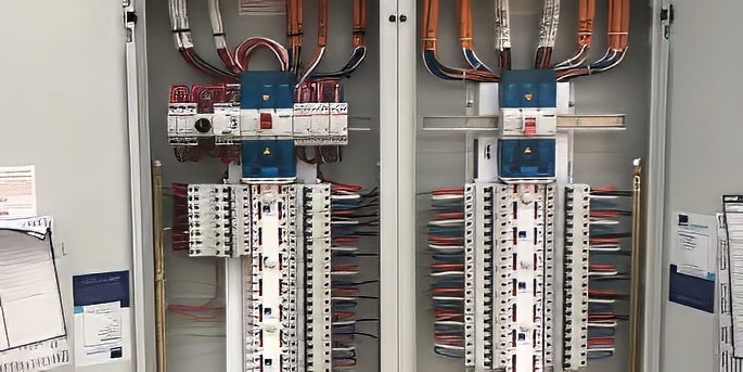 A large commercial switchboard (control panel)