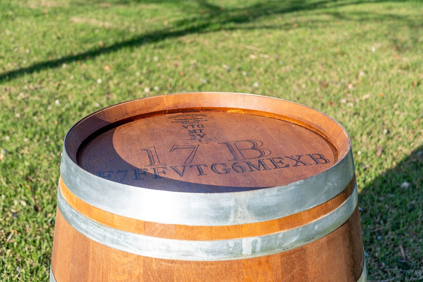 Top view of our 65cm wide wine barrel