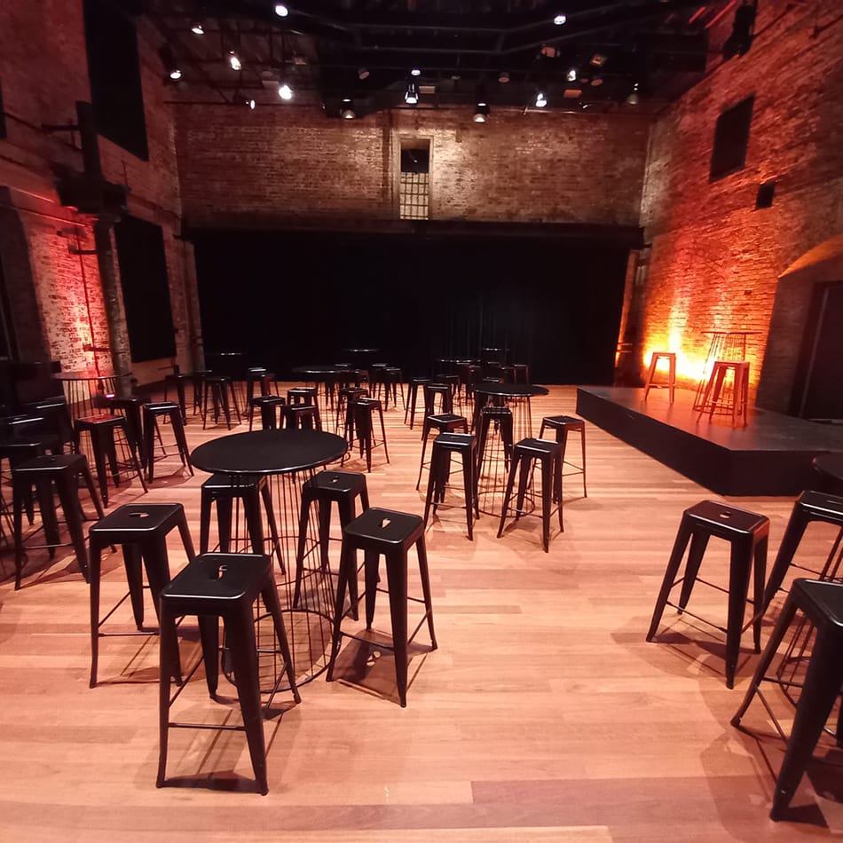 Black wire cocktail tables with black Tolix tools