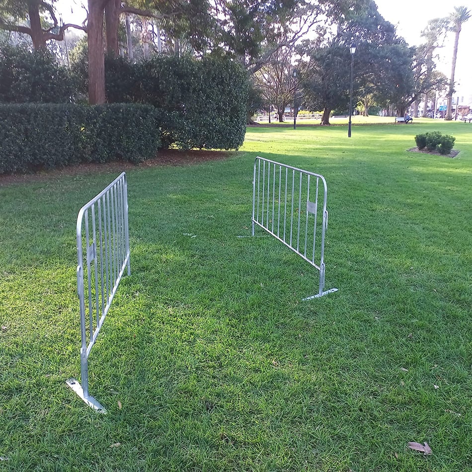 Two of our crowd control barriers for hire for any Sydney events