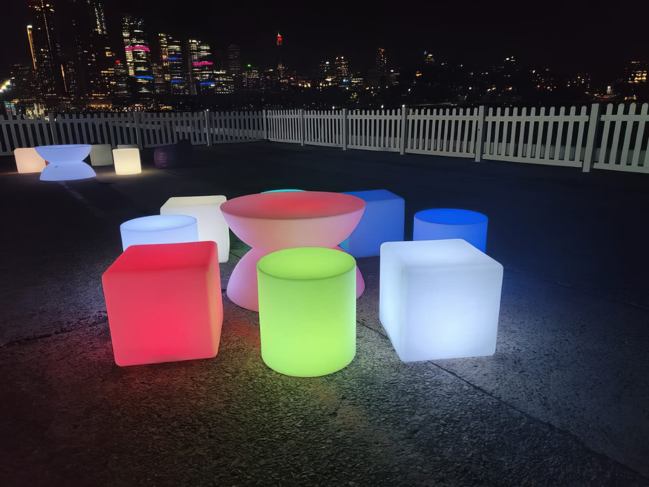Glow cubes used outside at night