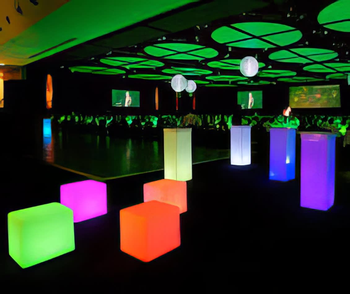 Glow cubes being used at night function