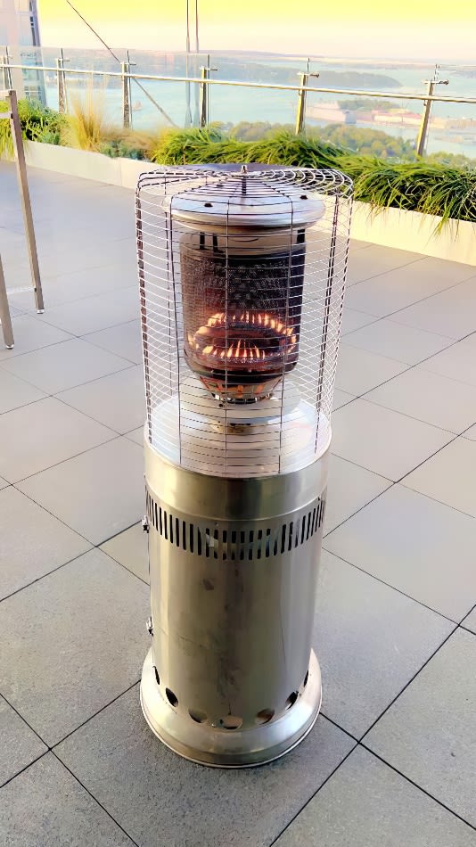 One of our area heaters being used on a balcony