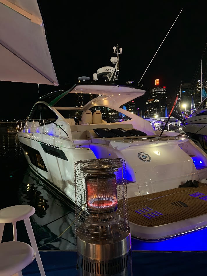 Area heaters used at an outdoor boat party