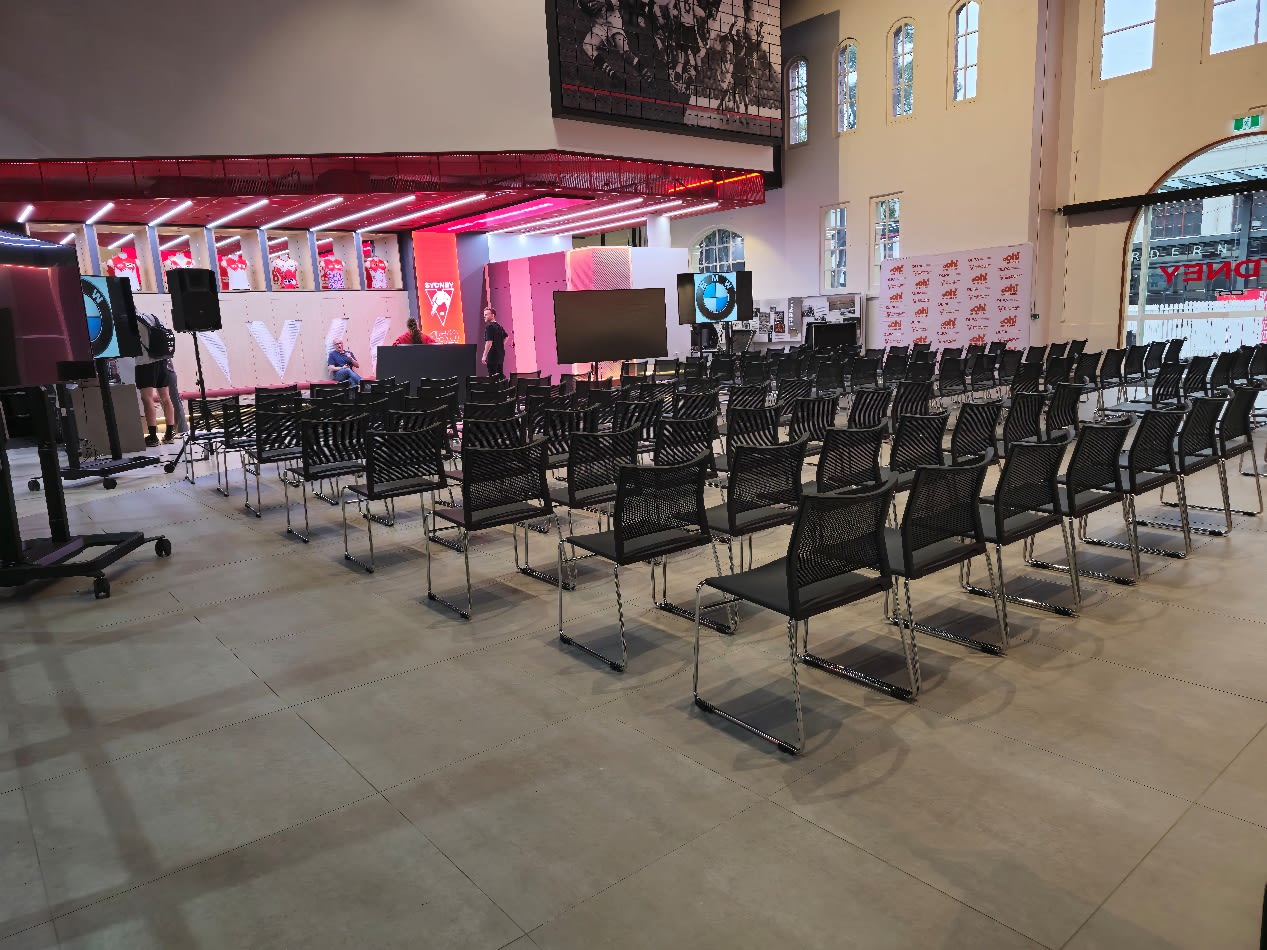 Our conference chairs set up for an automotive event