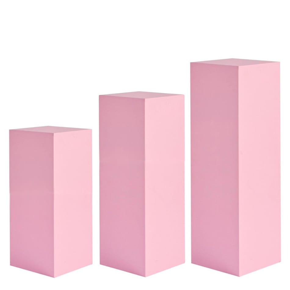 Pink Square Plinths Hire - Set Of 3