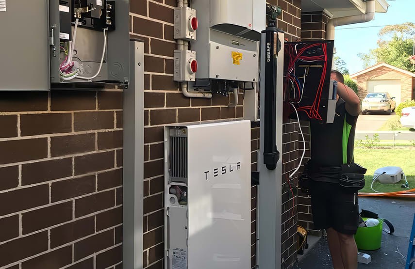 An electrician performing an installation in Sydney