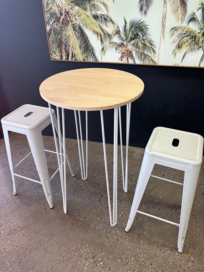 Our white hairpin table hired for an event