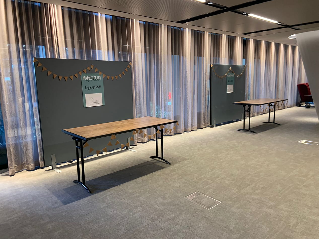 Two partitions hired as table backdrops