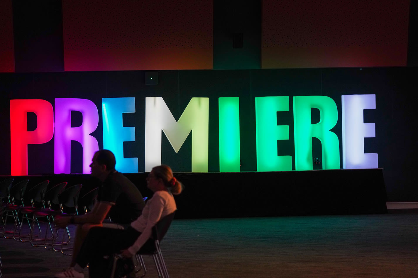 Our glow letters hired to spell the word Premiere