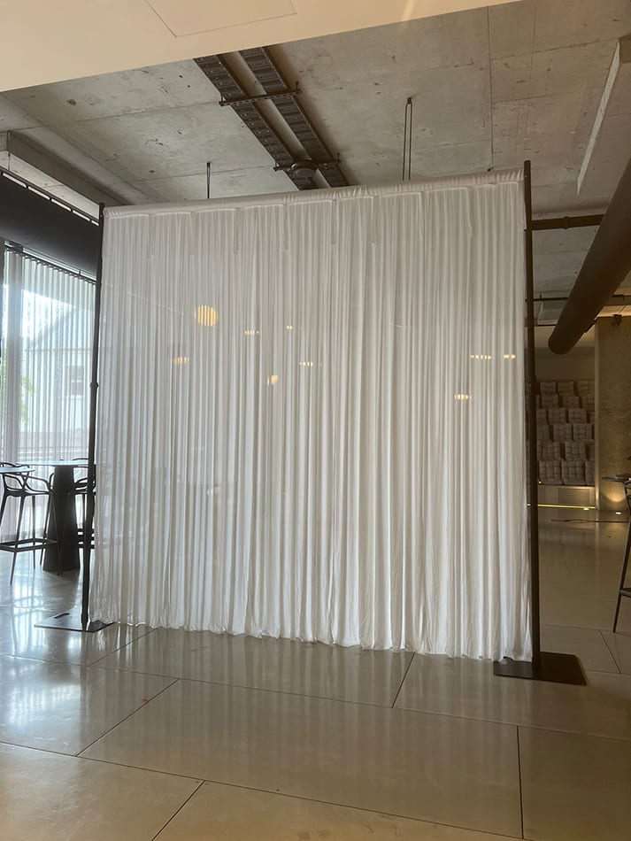 Our white silk drape in use at a function