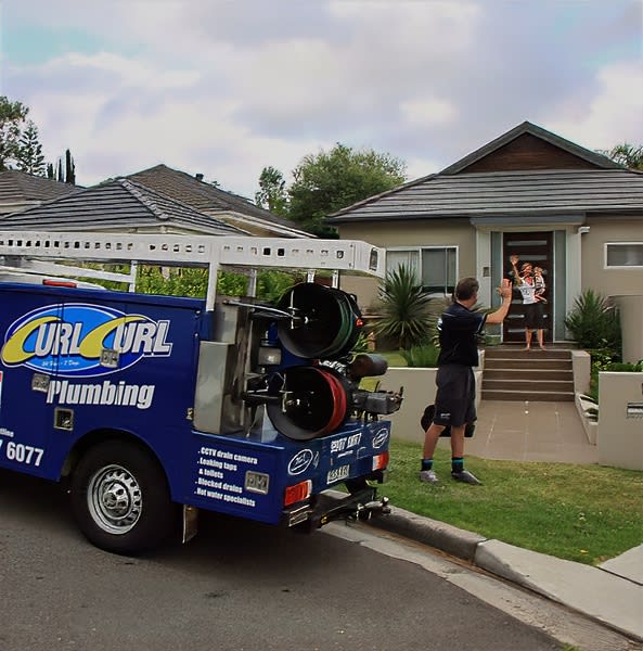 One of our friendly plumbers finishing up on a job site