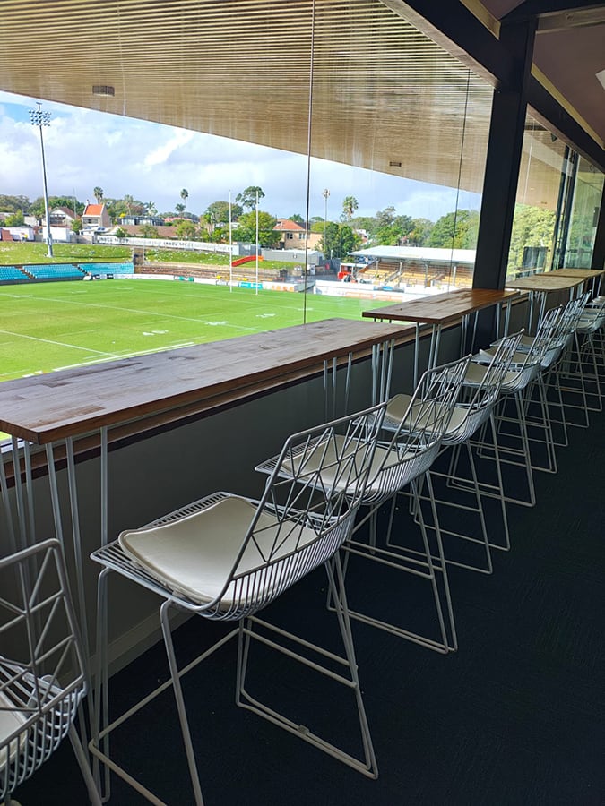 Our timber top wire tables hired for an event at a football ground