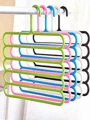 5 Layers Multipurpose Multi Layer Hanger for Shirts, Wardrobe, Ties, Pants Space Saving, Cupboard Organizer (Pack of 2)