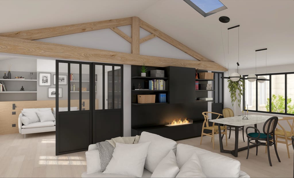 Perspective d'un appartement rénové en Loi Malraux