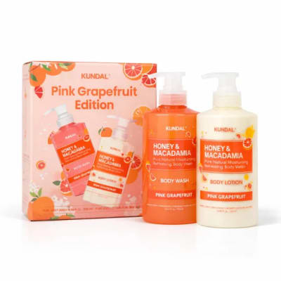 KUNDAL PINK GRAPEFRUIT EDITION Honey/Macadamia Body Wash + Lotion Set 500ml
