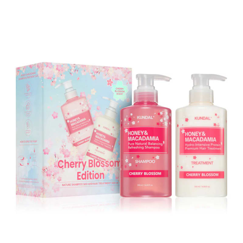 KUNDAL CHERRY BLOSSOM Edition Honey/Macadamia Shampoo + Treatment Set