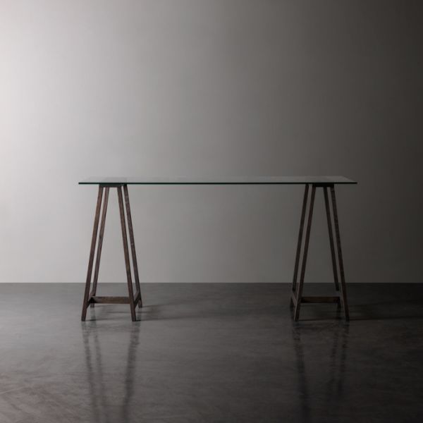 Artisan Desk with Trestles & Glass Top For Sale Weylandts South Africa
