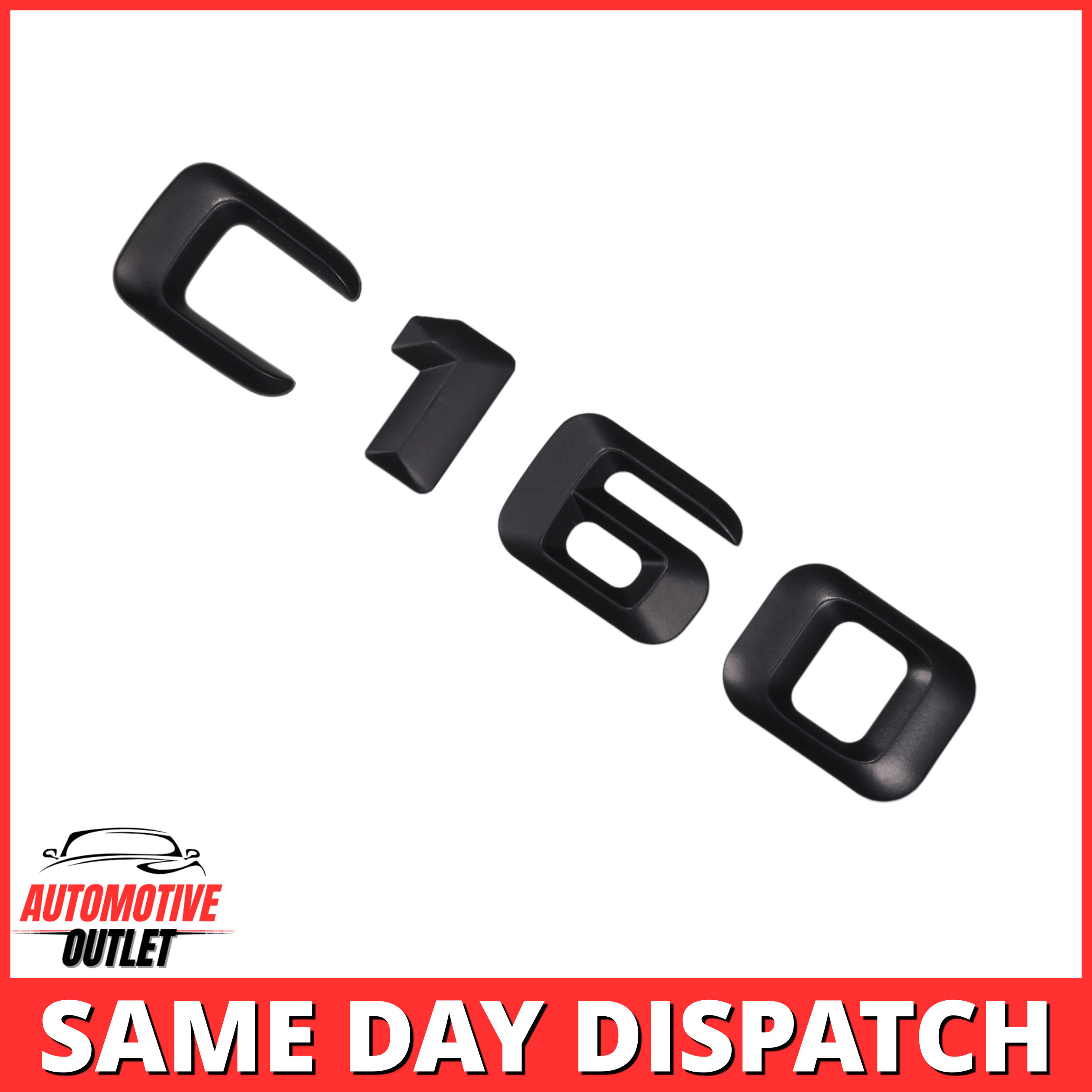 C160-MB Lettering Rear Boot Lid Trunk Badge Emblem For Mercedes-Benz C-Class, Matt Black
