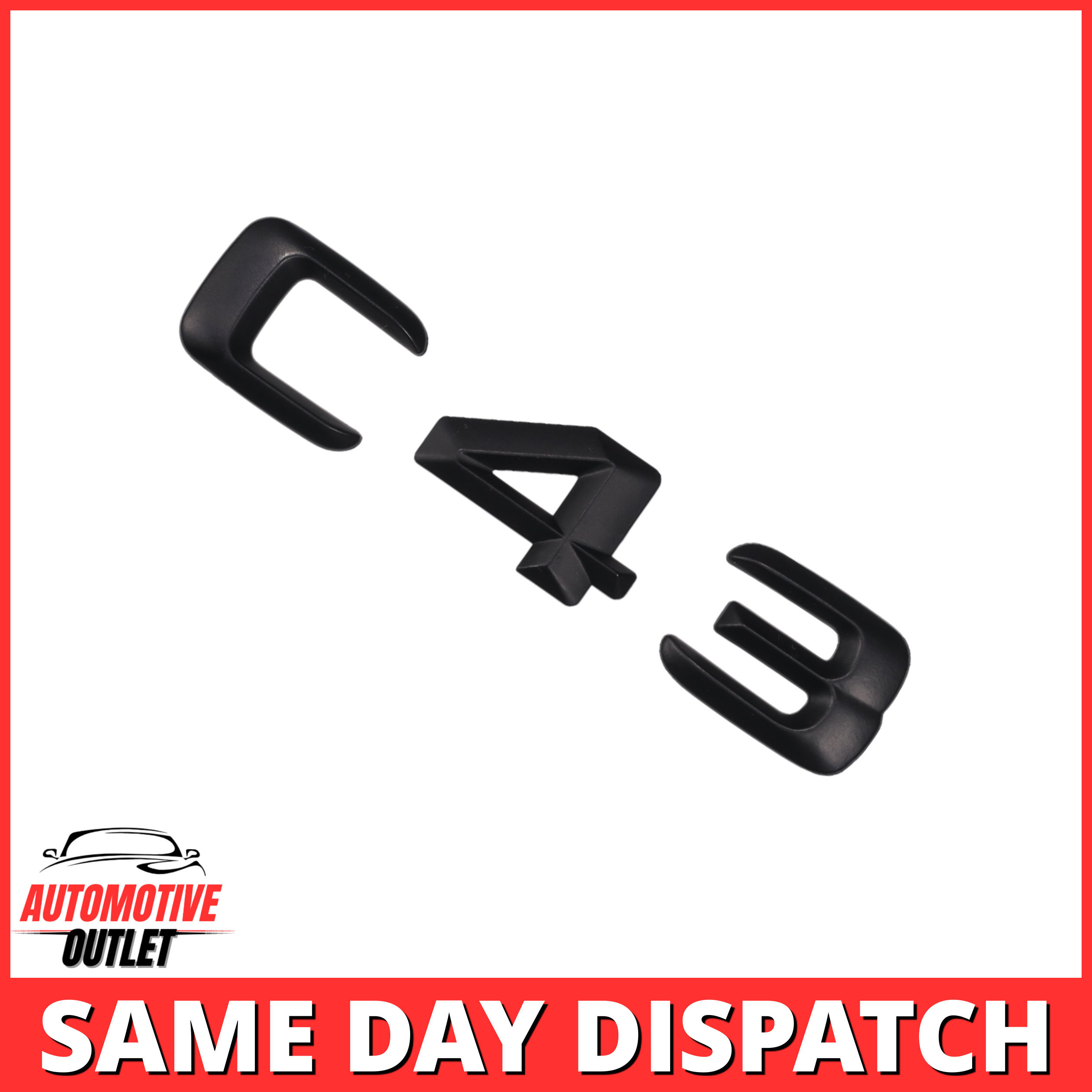C43-MB Lettering Rear Boot Lid Trunk Badge Emblem For Mercedes-Benz C-Class, Matt Black