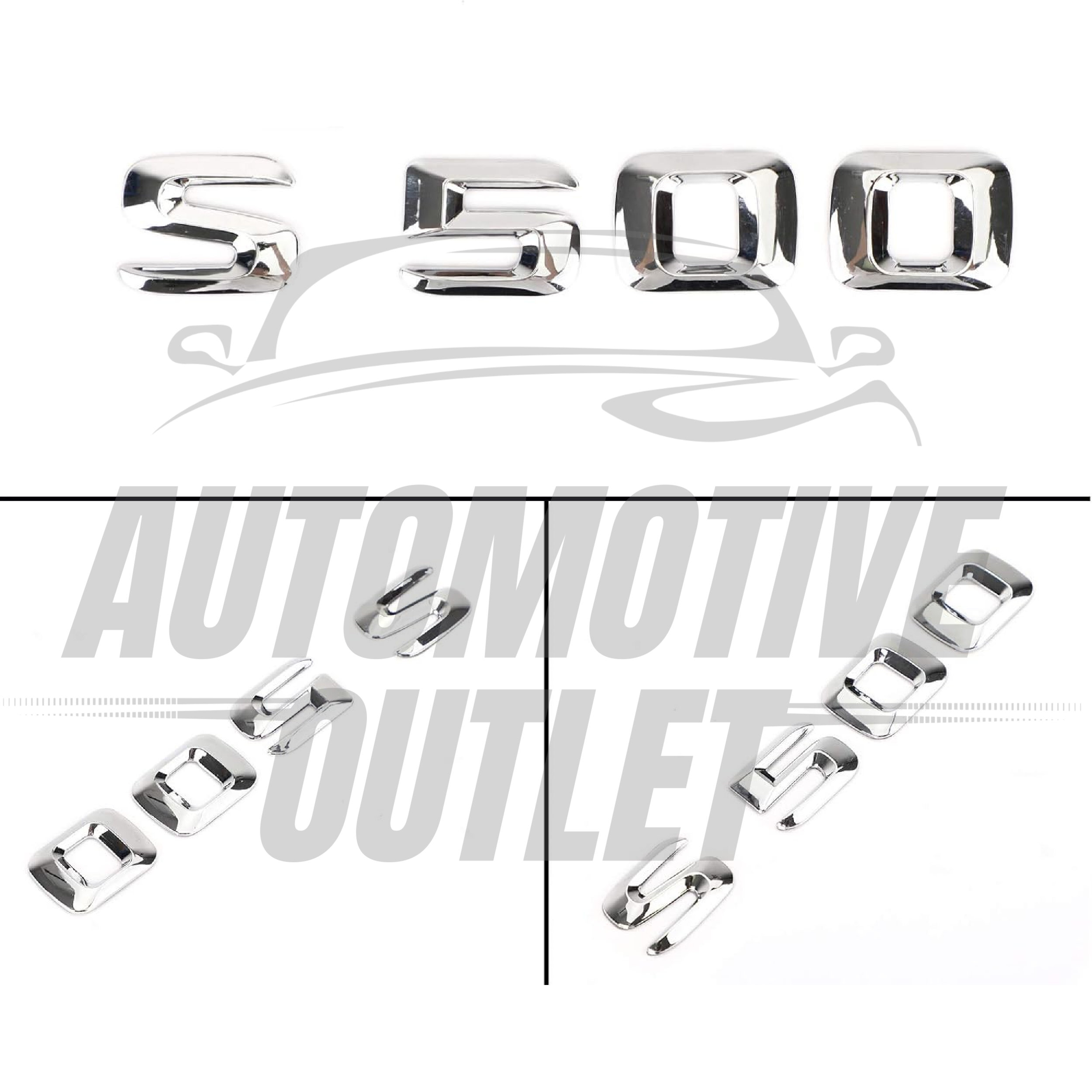 S500-CH Lettering Rear Boot Lid Trunk Badge Emblem For Mercedes-Benz S-Class, Chrome 3