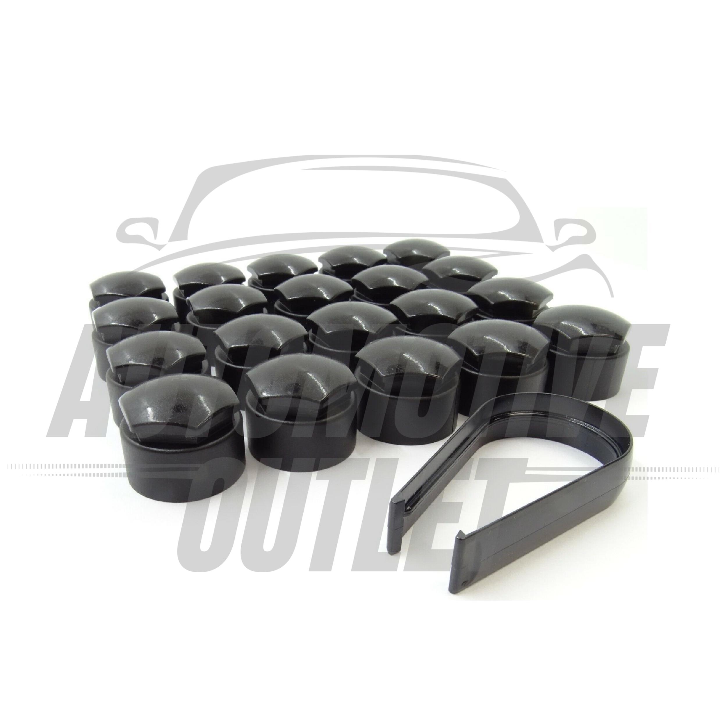 20X 17mm WHEEL NUT LOCKING BOLT CAPS COVER, GLOSS BLACK FOR AUDI VW BMW MERCEDES 2