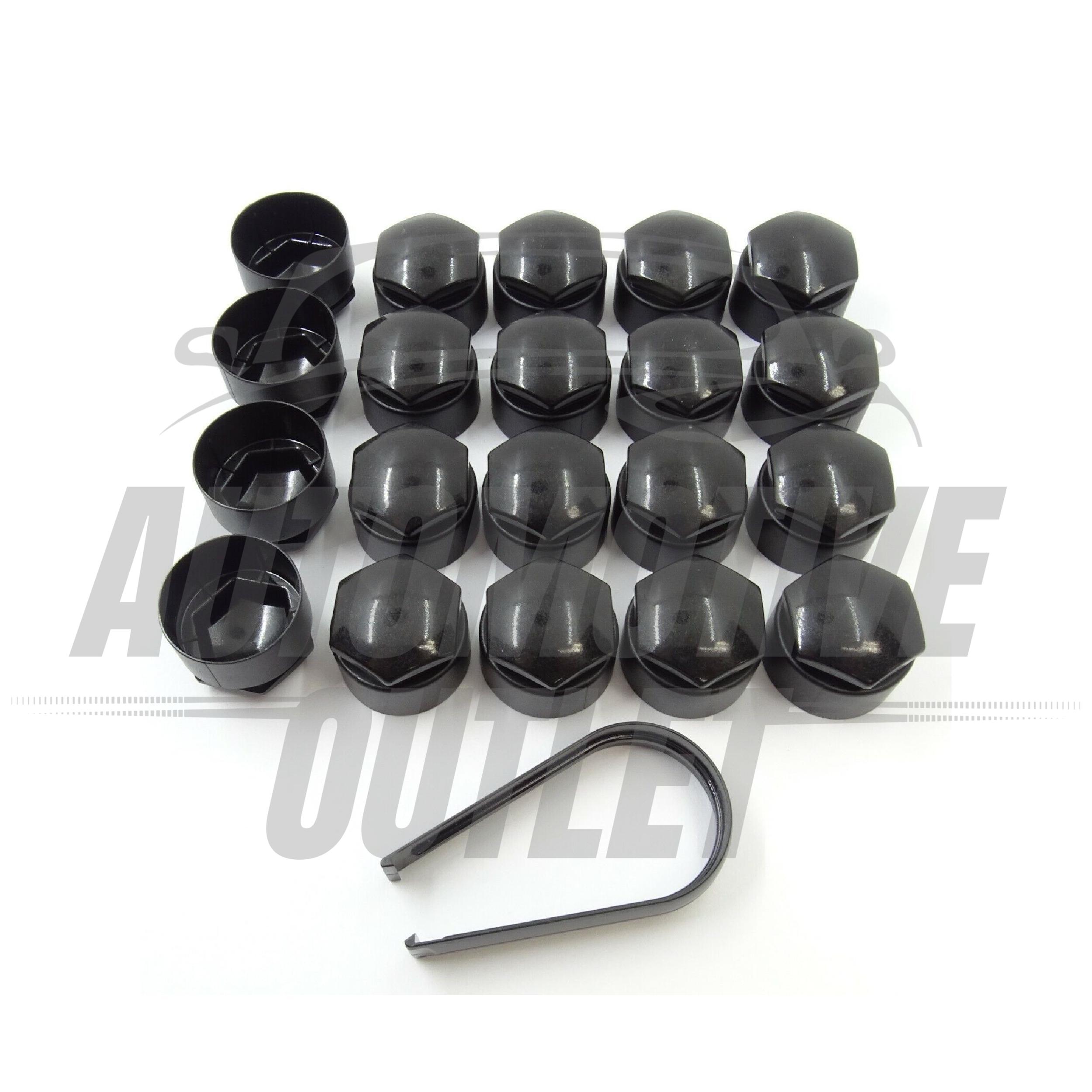 20X 17mm WHEEL NUT LOCKING BOLT CAPS COVER, GLOSS BLACK FOR AUDI VW BMW MERCEDES 4