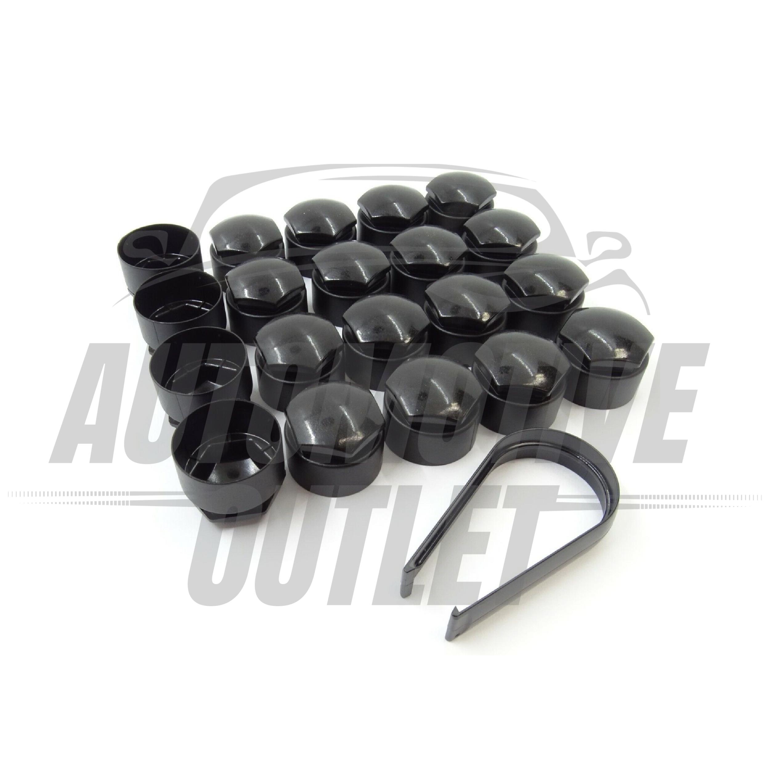 20X 17mm WHEEL NUT LOCKING BOLT CAPS COVER, GLOSS BLACK FOR AUDI VW BMW MERCEDES 5