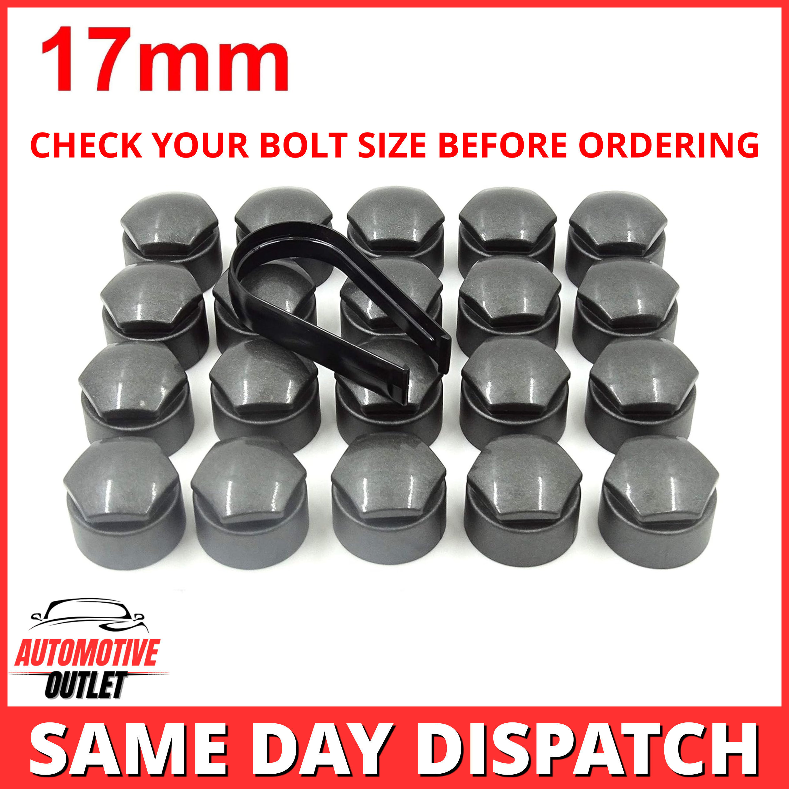 20X 17mm WHEEL NUT LOCKING BOLT CAPS COVER, GREY FOR AUDI VW BMW MERCEDES