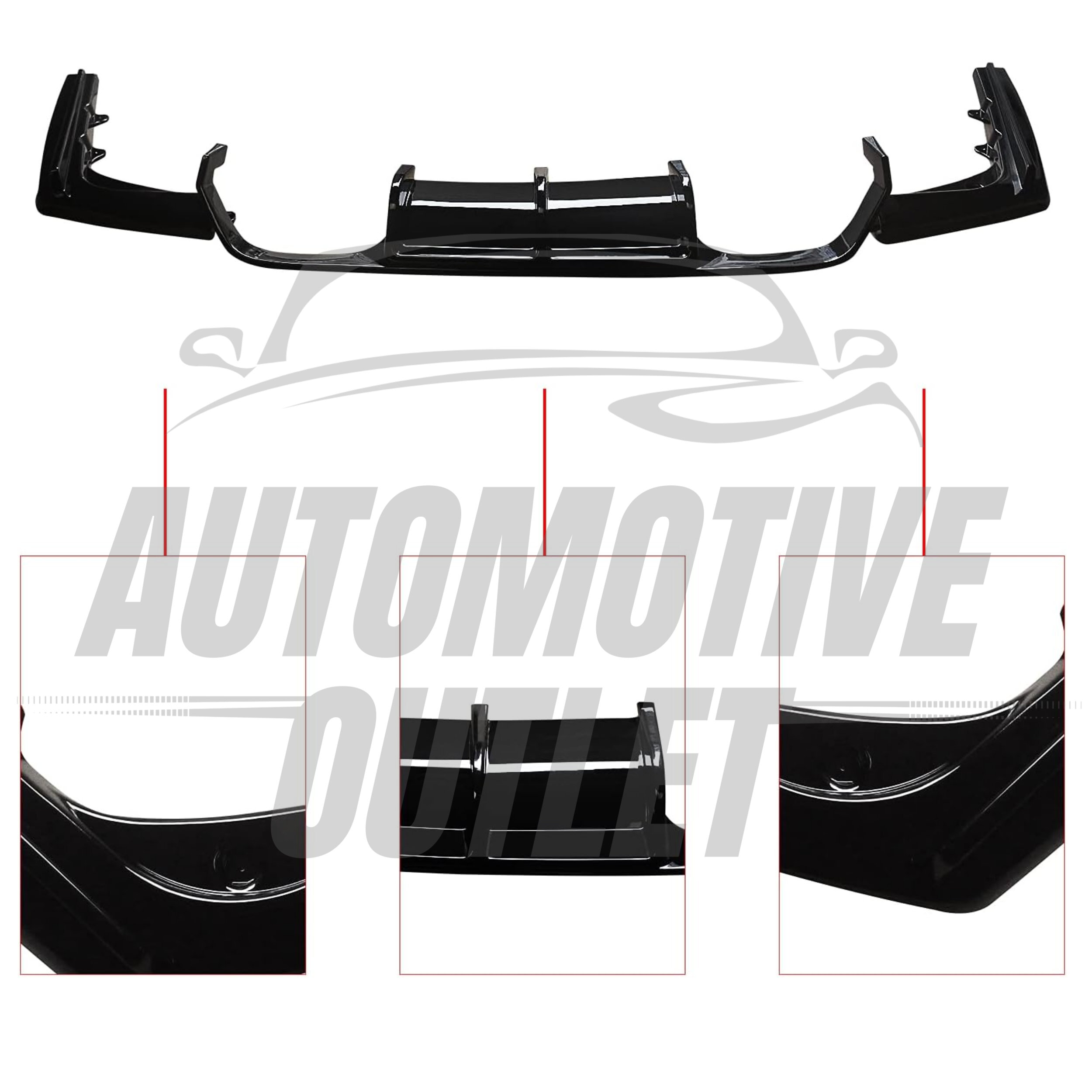 REAR DIFFUSER VALANCE V STYLE GLOSS BLACK LIP SKIRT FOR BMW M3 M4 F80 F82 14-20 5