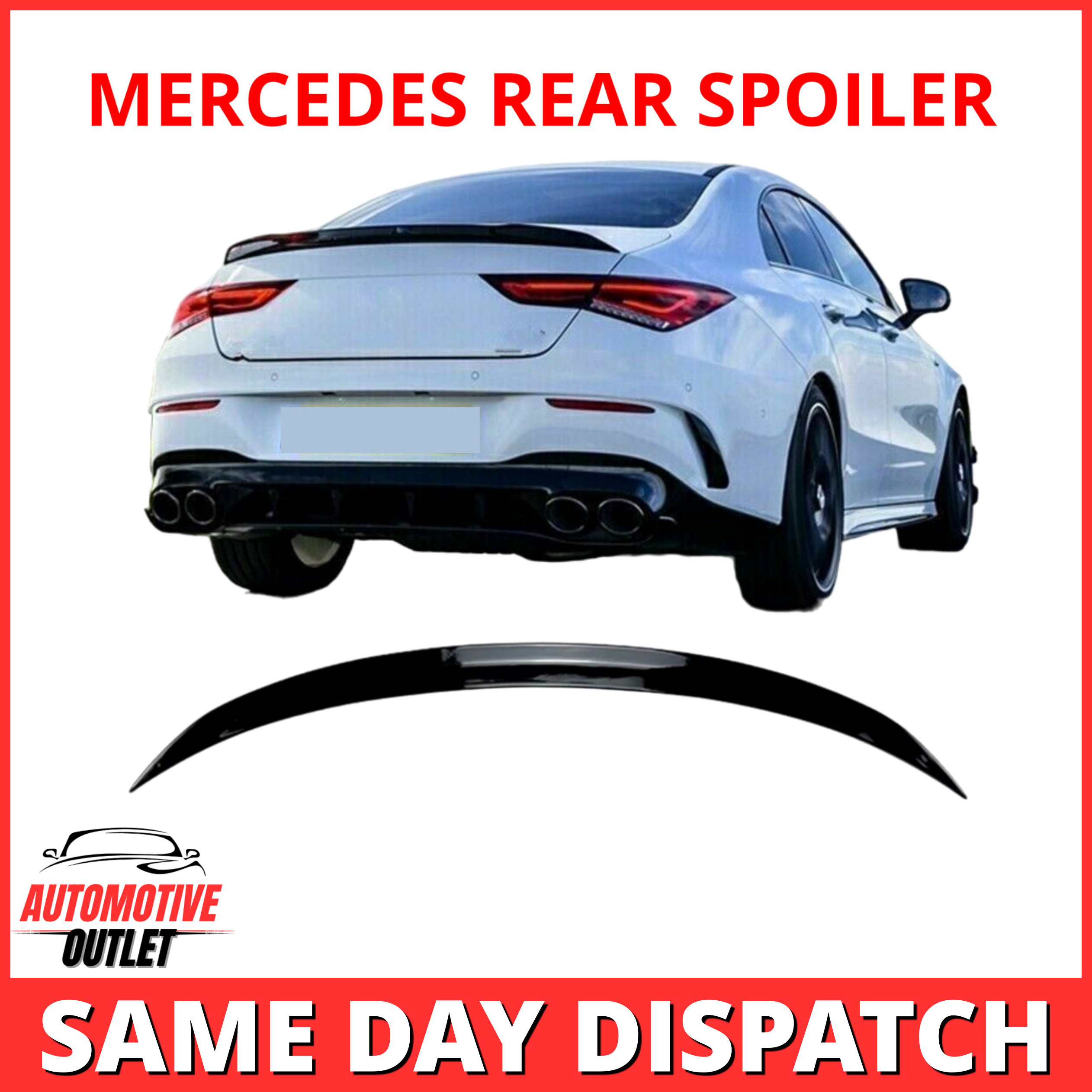 REAR BOOT SPOILER LIP TRUNK ABS WING GLOSS BLACK FOR MERCEDES CLA C118 2019-2023